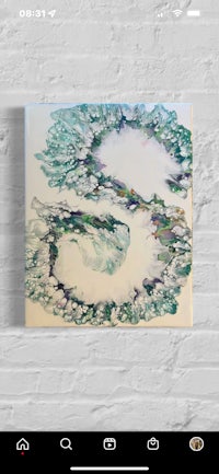 an abstract painting on a white wall